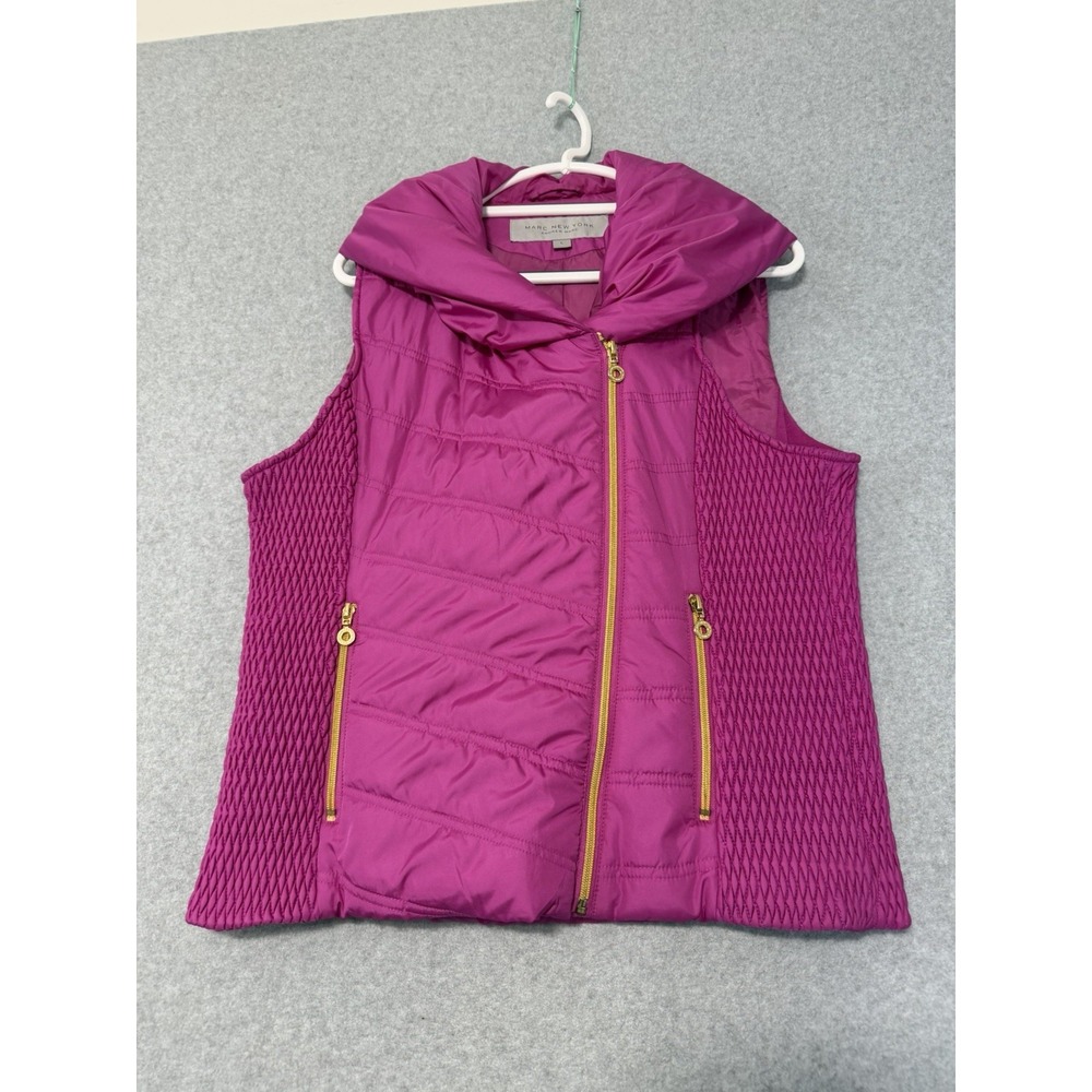 MARC New York Streetwear Quilted Puffer Vest Hot Pink, Sleeveless, Zip-Up Sz L